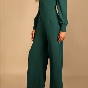 Lulu's Forest Green Long Sleeve Jumpsuit